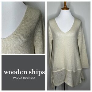 Wooden Ships Ivory Oversized Open Knit‎ Tunic Sweater M/L